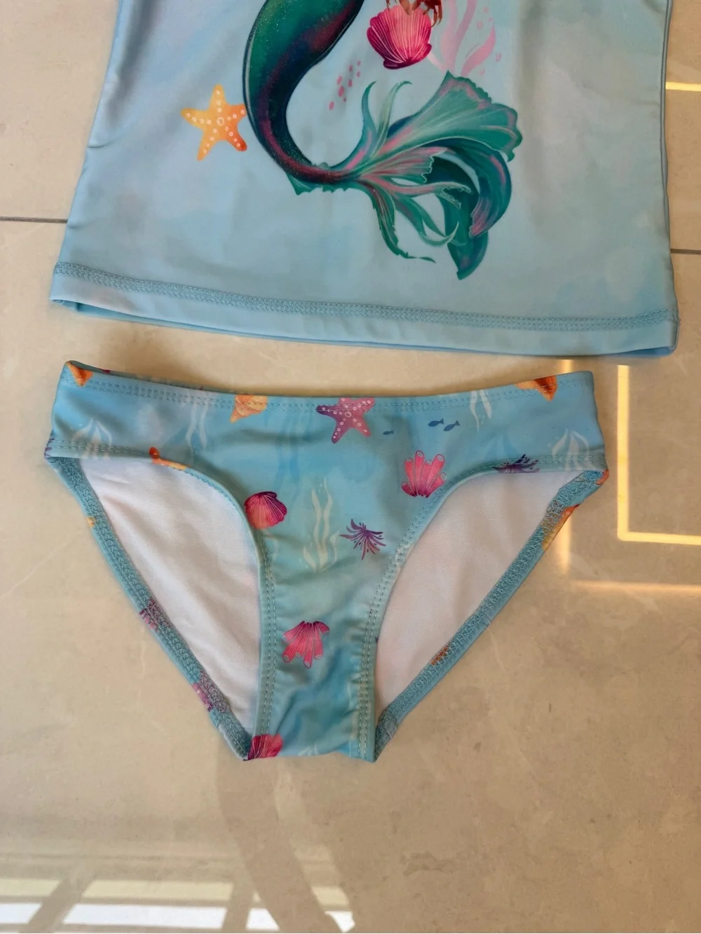 Disney Girls Light Blue & Purple Mermaid Long-Sleeve Rashguard Swim Set